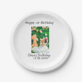 Zum 1. Geburtstag Foto schlicht und elegant Pappteller