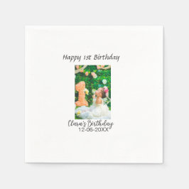Zum 1. Geburtstag Foto schlicht und elegant Serviette