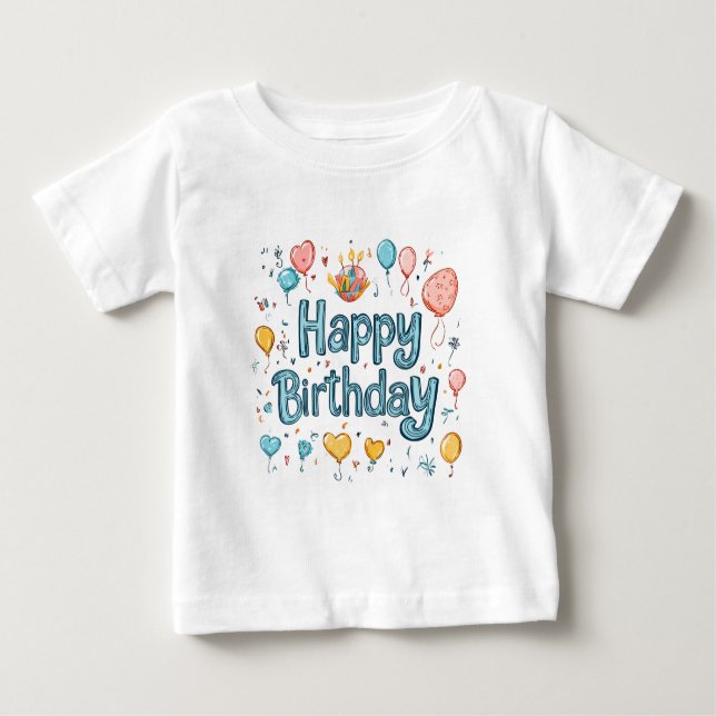 Zum 1. Geburtstag - Niedlicher Ballon Baby T-shirt (Vorderseite)