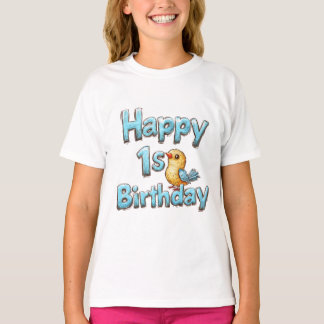Zum 1. Geburtstag - Niedlicher Blauer Vogel und Ge T-Shirt