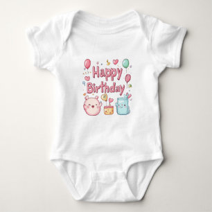 Zum 1. Geburtstag - Niedliches Geburtstagsdesign Baby Strampler