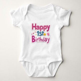 Zum 1. Geburtstag - niedliches rosa Design Baby Strampler