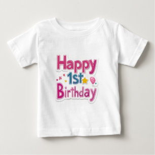 Zum 1. Geburtstag - niedliches rosa Design Baby T-shirt