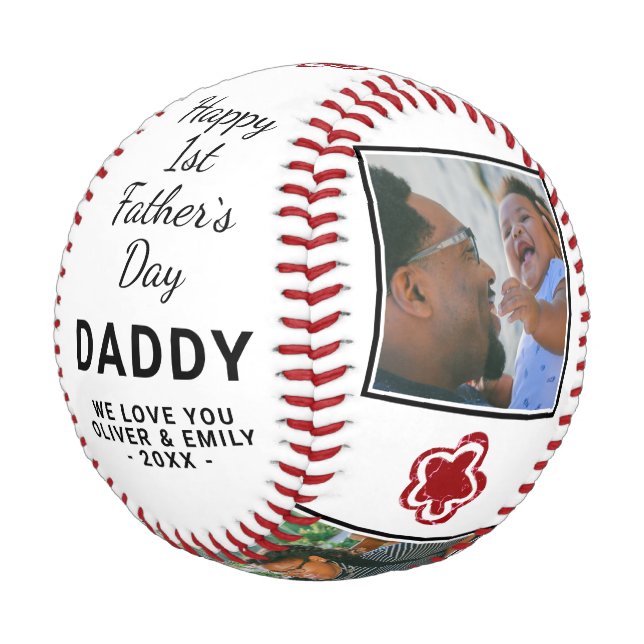 Zum 1. Geburtstag Papa Keepake 3 Foto Baseball (Schrägansicht)