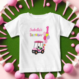 Zum 1. Geburtstag Polka Dot Pink Girly Golf Baby T-shirt
