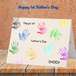 Zum 1. Vatertag Daddy Kid Handprint Karte
