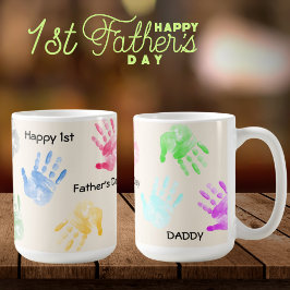 Zum 1. Vatertag Daddy Kid Handprint Tasse