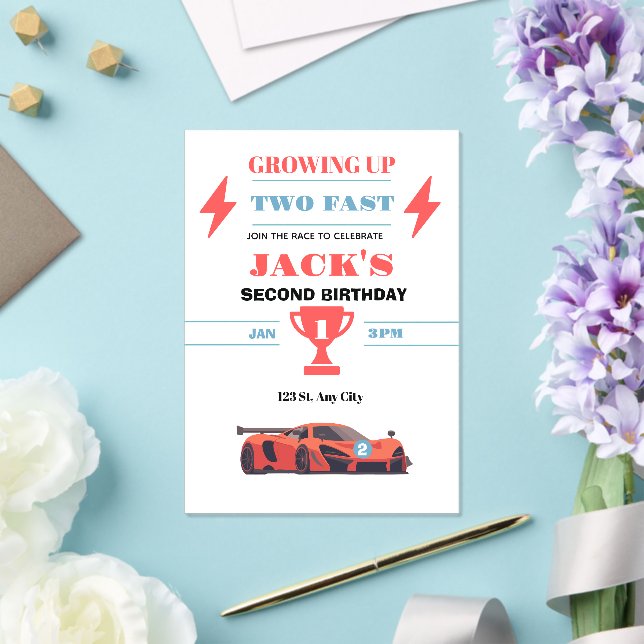 Zum 2. Geburtstag Einladung 'Growing Up Two Fast' (In Situ (Hochzeit))