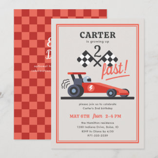 Zum 2. Geburtstag: Schneller Rennwagen Kindergebur Einladung