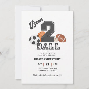 Zum 2. Geburtstag Sportlicher Junge Born 2 Ball Einladung