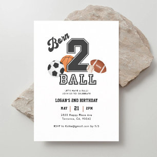Zum 2. Geburtstag Sportlicher Junge Born 2 Ball Einladung