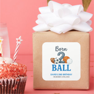 Zum 2. Geburtstag von Born To Ball Sports Quadratischer Aufkleber