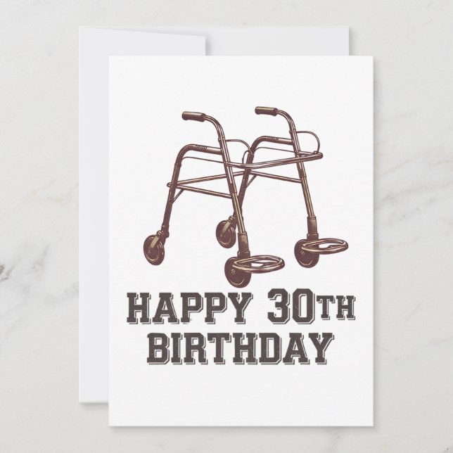 Zum 30. Geburtstag Funny Walking Aids Einladung (Vorderseite)