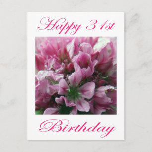 Zum 31. Geburtstag Pink und Grüne Blume Postkarte