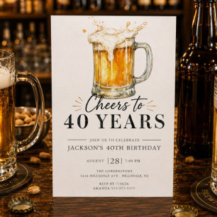 Zum 40. Geburtstag - Prost! Einladung