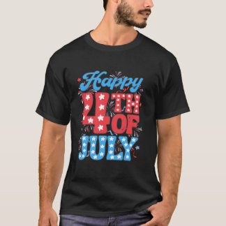 Zum 4. Juli Patriotic Retro Feuerwerk Männer Wo T-Shirt