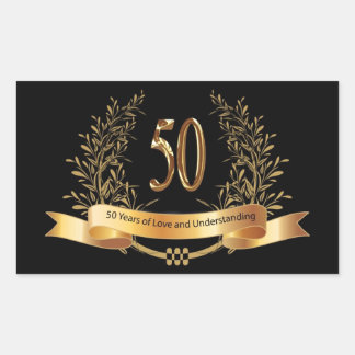 Zum 50. Geburtstag der Hochzeit Golden Verlass Lau Rechteckiger Aufkleber