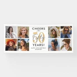 Zum 50. Geburtstag - Goldene Foto-Geburtstagsbanne Banner