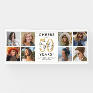 Zum 50. Geburtstag - Goldene Foto-Geburtstagsbanne Banner