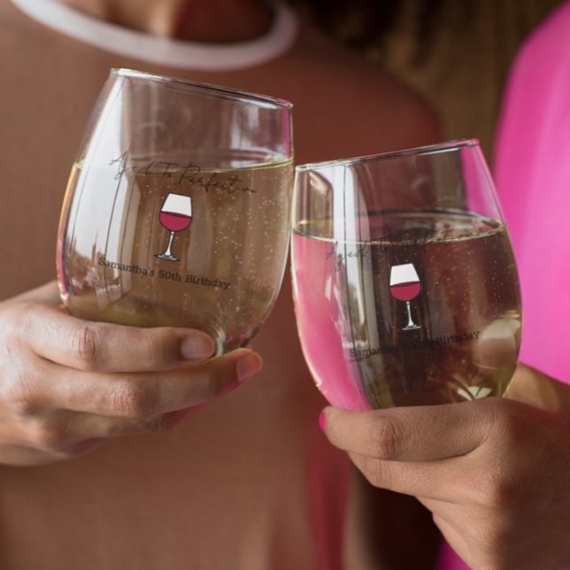 Zum 50. Geburtstag vollkommener Wein Weinglas Ohne Stiel (Von Creator hochgeladen)