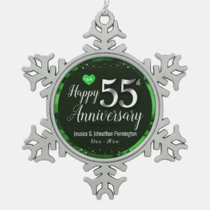 Zum 55. Hochzeitstag Schneeflocken Zinn-Ornament