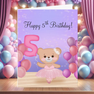 Zum 5. Geburtstag Teddy Bear Ballerina auf Bühne Karte