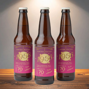 Zum 60. Geburtstag 1956 Geboren Pinke Bier-Etikett Bierflaschenetikett