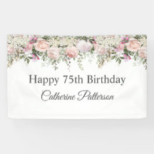 Zum 75. Geburtstag Feminine Pink Roses Floral