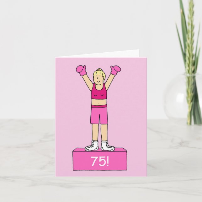 Zum 75. Geburtstag Lady Boxer in Pink Karte (Vorderseite)