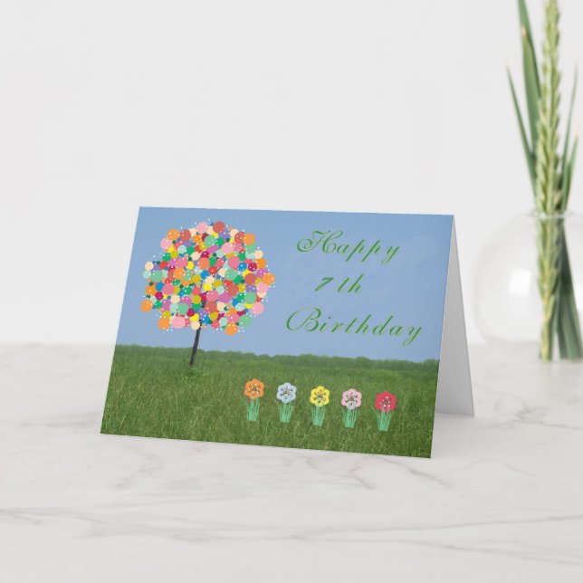 Zum 7. Geburtstag, Bubblegum Tree Karte (Vorderseite)
