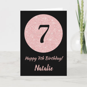 Zum 7. Geburtstag Schwarz und Rose Pink Gold Karte