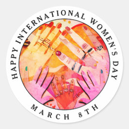 Zum 8. März: Happy International Women's Day Runder Aufkleber