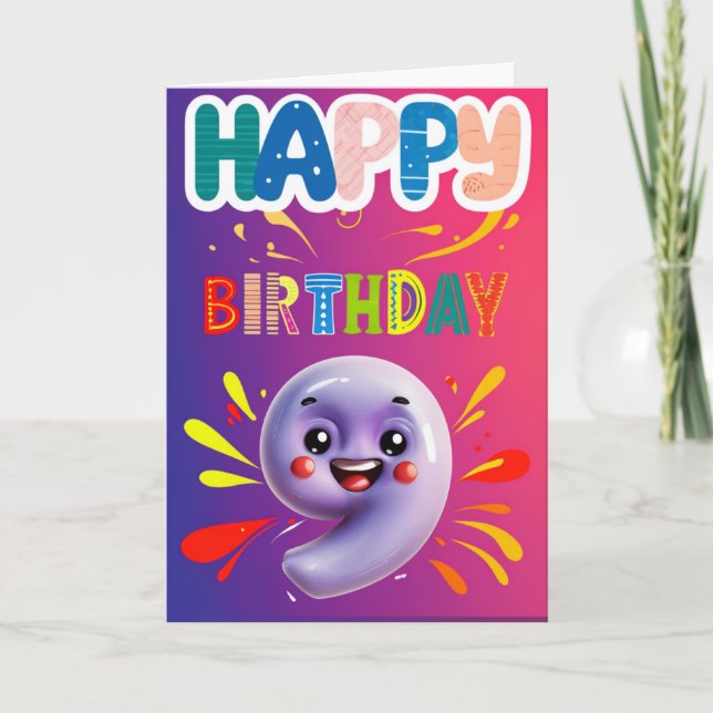 Zum 9. Geburtstag Karte (Vorderseite)