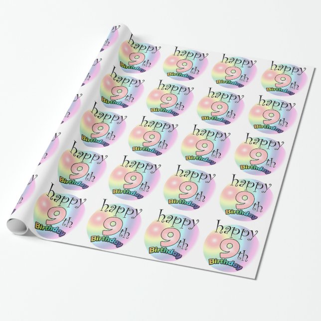 Zum 9. Geburtstag (Rose) Geschenkpapier (Ungerollt)