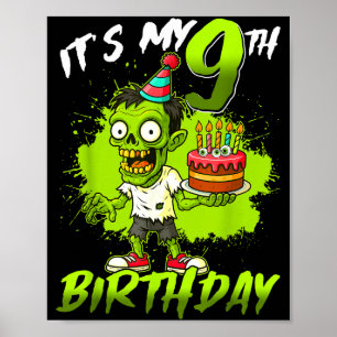 Zum 9. Geburtstag Zombie 9 Jahre Alt Frohe Hallo Poster