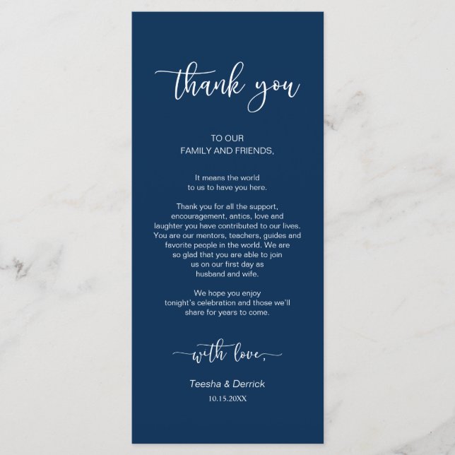 Zum Abendessen Platz Einstellung Danke, Navy Blue, Programm (Vorderseite)