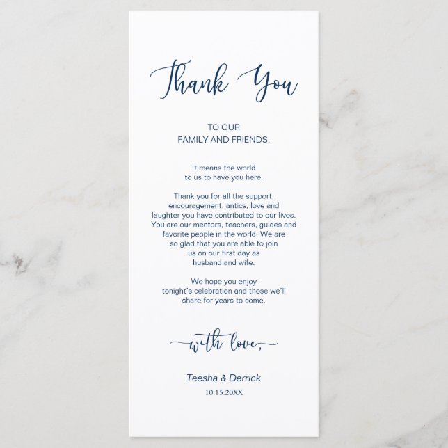 Zum Abendessen Platz Einstellung Danke, Navy Blue, Programm (Vorderseite)