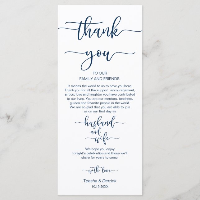 Zum Abendessen Platz Einstellung Danke, Navy Blue, Programm (Vorderseite)