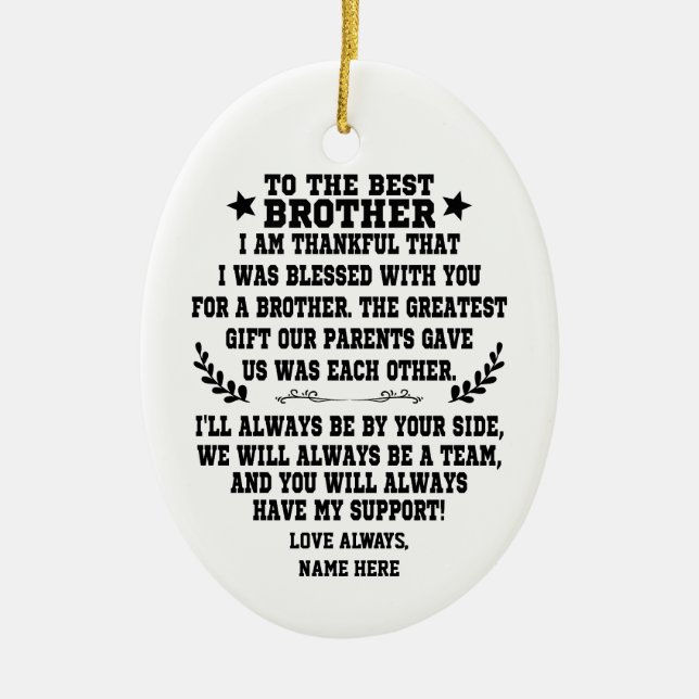 Zum besten Bruder von Schwester oder Bruder Keramik Ornament (Vorne)