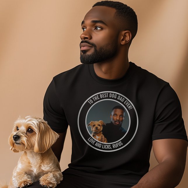 Zum besten Hund-Vater je benutzerdefiniertes Foto  T-Shirt (Von Creator hochgeladen)