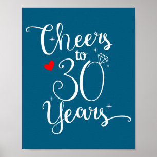 Zum Cheers 30 glücklichen Jahrestagen Ehefrau Poster