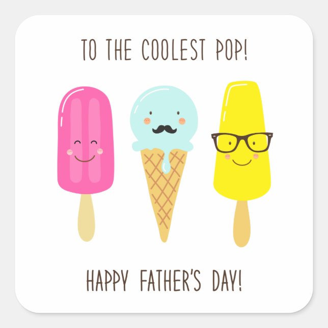 Zum Coolststen Pop - Vatertag Quadratischer Aufkleber (Vorderseite)