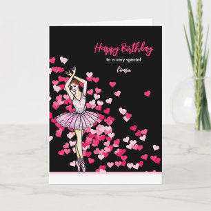 Zum Cousin am Geburtstag Ballerina Pink Dress Karte