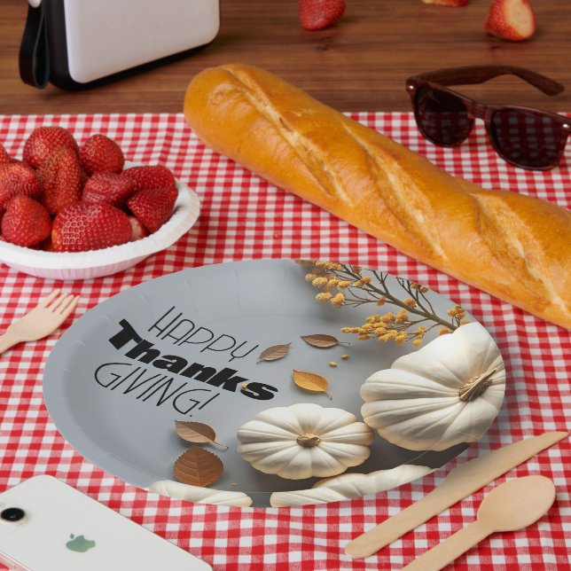 Zum Erntedankfest Weiße Kürbis Pappteller (Picknick)