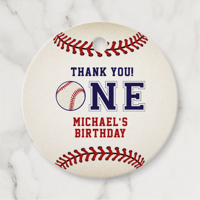 Zum ersten Geburtstag, Baseball Geschenkanhänger (Vorderseite)