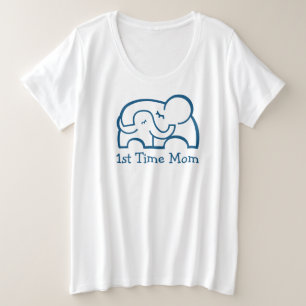 Zum ersten Mal umarmt Elefant Mama den blauen T -  Große Größe T-Shirt