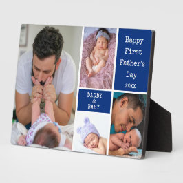 Zum ersten Mal Vater's Day New Dad 4 Foto Collage Fotoplatte