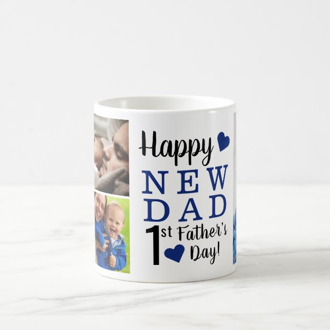 Zum ersten Mal Vater's Day New Dad 5 Foto Collage Kaffeetasse (Mittel)