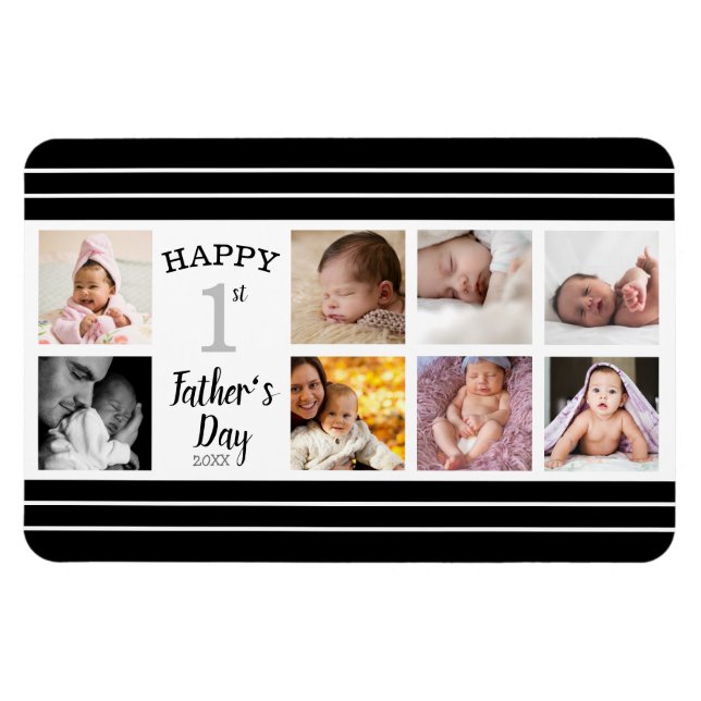 Zum ersten Mal Vater's Day New Dad 8 Foto Collage Magnet (Horizontal)