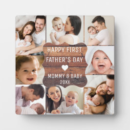 Zum ersten Mal Vatertag 8 Foto Collage Wood Fotoplatte